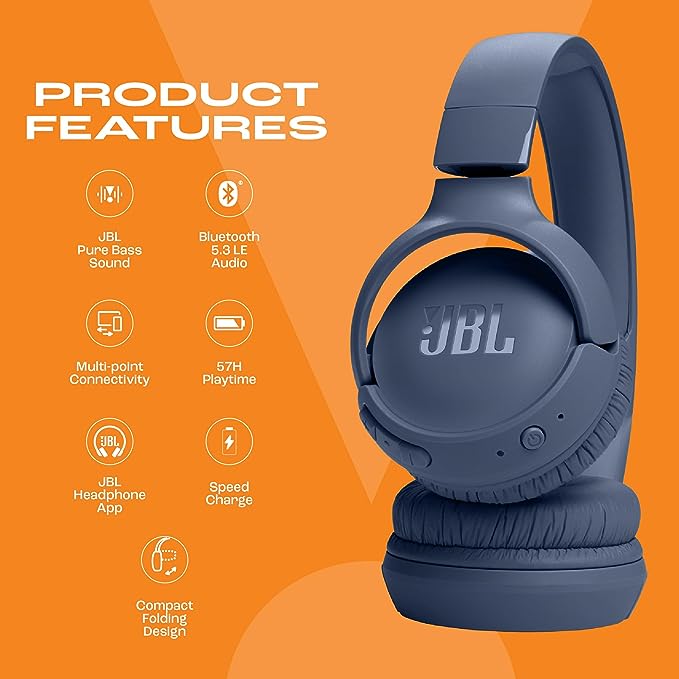 JBL Tune 520BT (Wireless On Ear Headphones) 